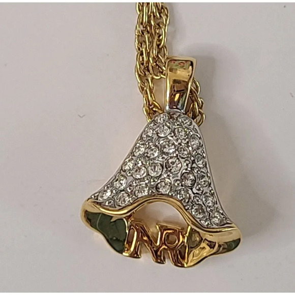 Nina Ricci Vintage Gold Plated Dress Necklace With Approx 25 Rhinestones - Picture 6 of 7